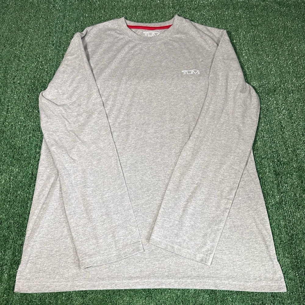 TUMI Mens Heather Grey Recycled Blend Crewneck Longsleeve Shirt Size Large‎